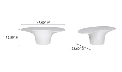 47" White Concrete Outdoor Coffee Table