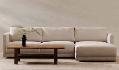 115.5" Oyster Upholstered Right Facing Sectional