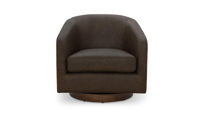 31.1" Taupe Leather Swivel Accent Chair