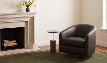 31.1" Taupe Leather Swivel Accent Chair