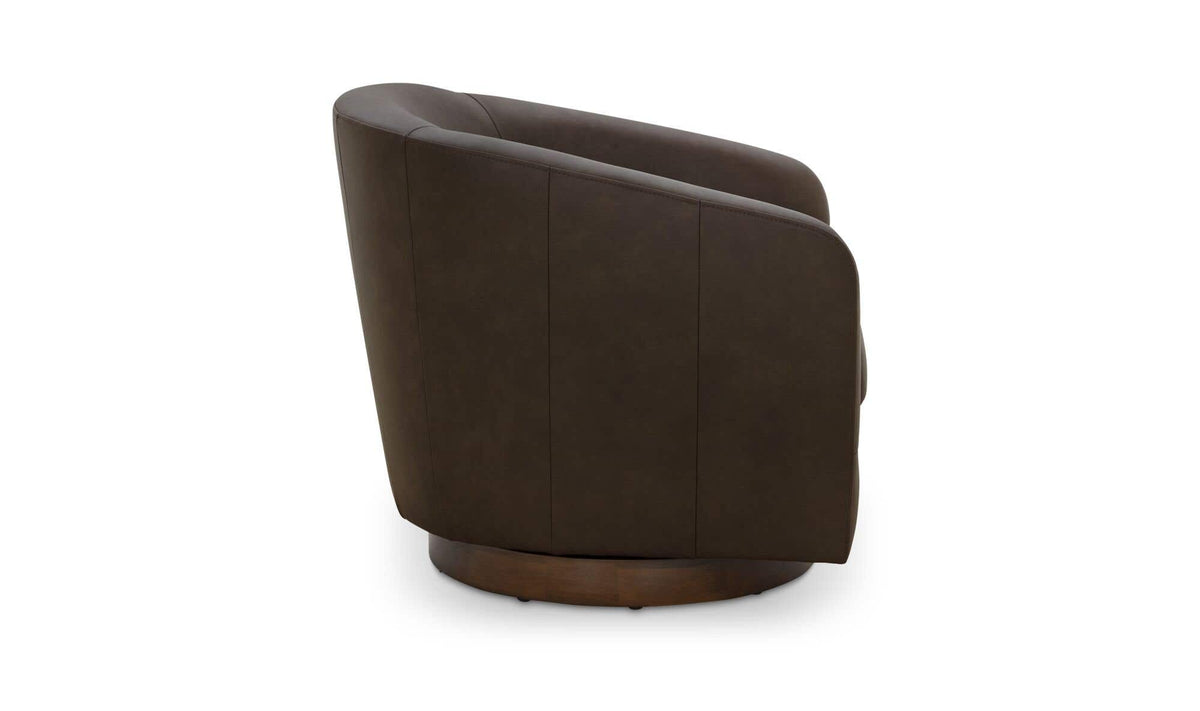 31.1" Taupe Leather Swivel Accent Chair