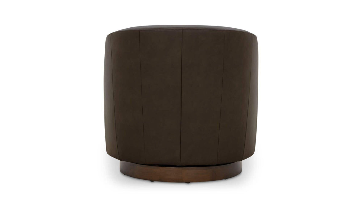 31.1" Taupe Leather Swivel Accent Chair