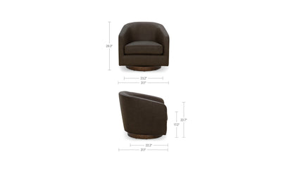 31.1" Taupe Leather Swivel Accent Chair