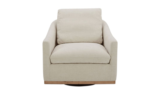 33" Soft Beige Upholstered Swivel Accent Chair