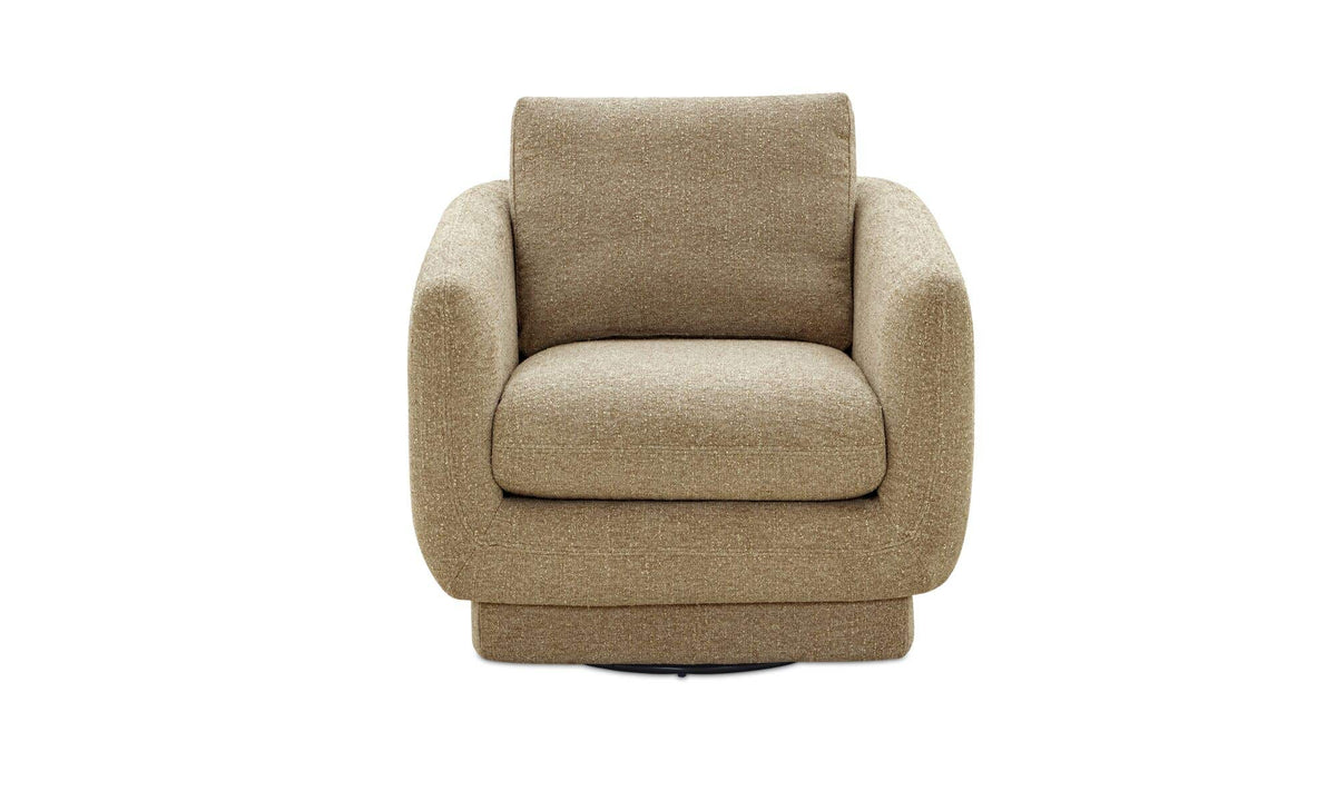 33.07" Jute Upholstered Swivel Accent Chair