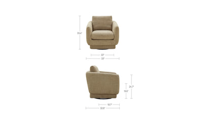 33.07" Jute Upholstered Swivel Accent Chair
