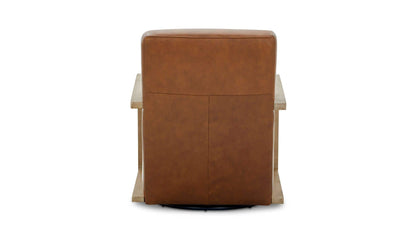 30.31" Tan Leather Swivel Accent Chair
