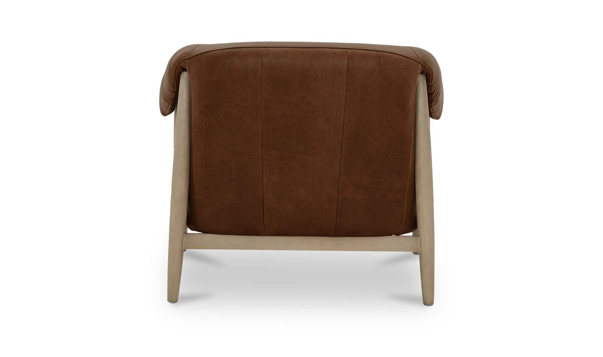 35.43" Brown Leather Accent Chair