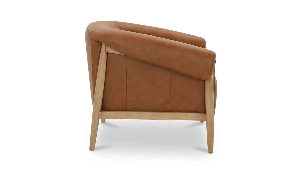 35.43" Tan Leather Accent Chair