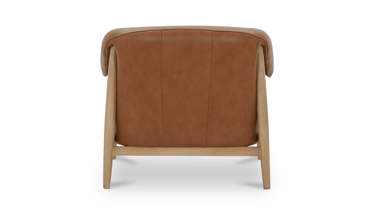 35.43" Tan Leather Accent Chair
