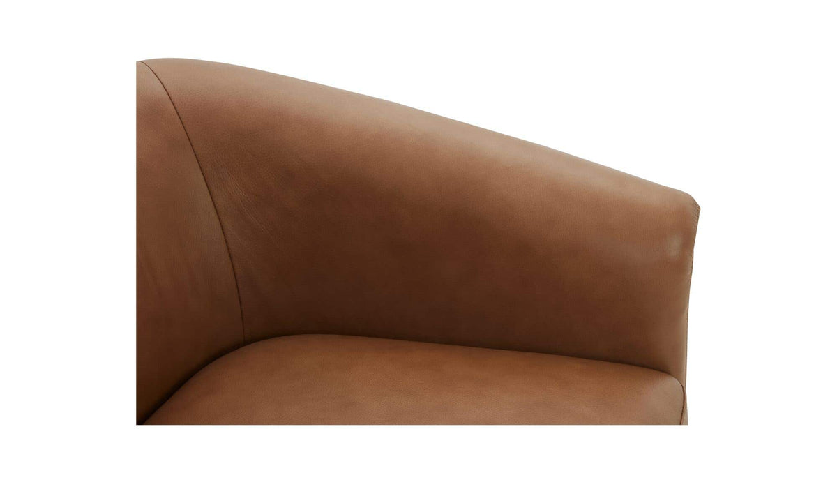 35.43" Tan Leather Accent Chair