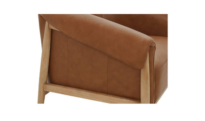 35.43" Tan Leather Accent Chair