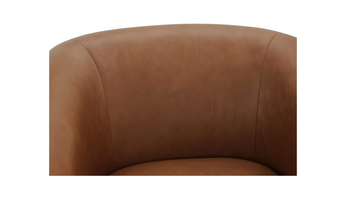 35.43" Tan Leather Accent Chair