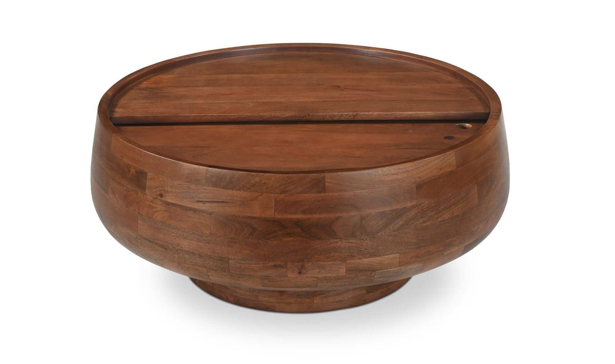 33" Natural Mango Wood Storage Coffee Table