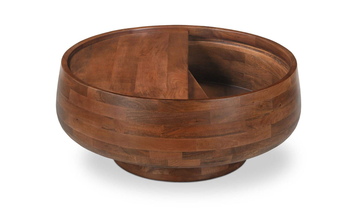 33" Natural Mango Wood Storage Coffee Table