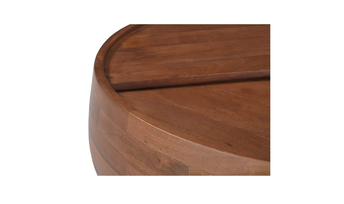 33" Natural Mango Wood Storage Coffee Table