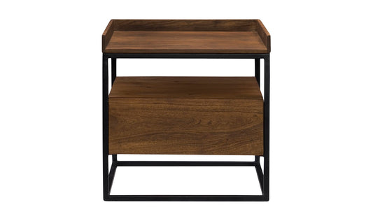 23" Light Brown Acacia Side Table