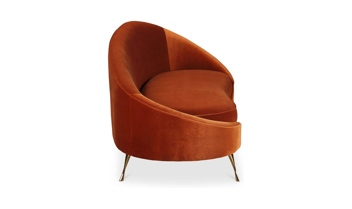66" Orange Upholstered Chaise