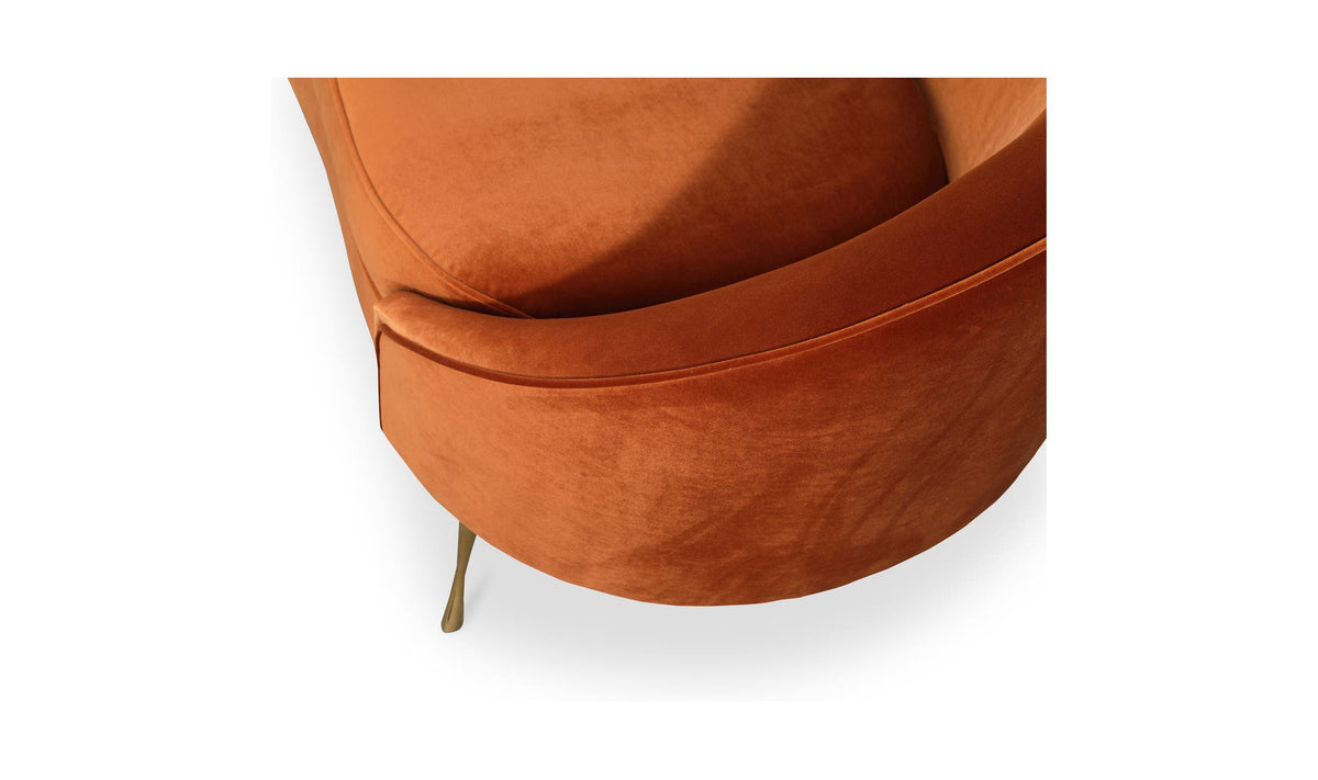 66" Orange Upholstered Chaise