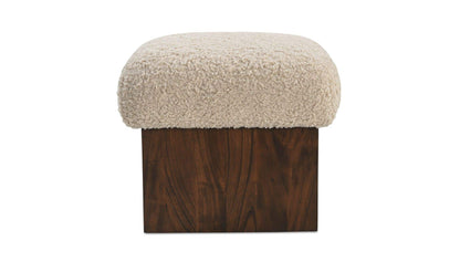 18" Cream Faux Shearling Ottoman