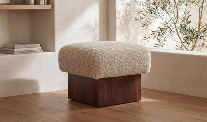 18" Cream Faux Shearling Ottoman