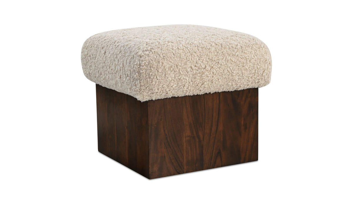 18" Cream Faux Shearling Ottoman