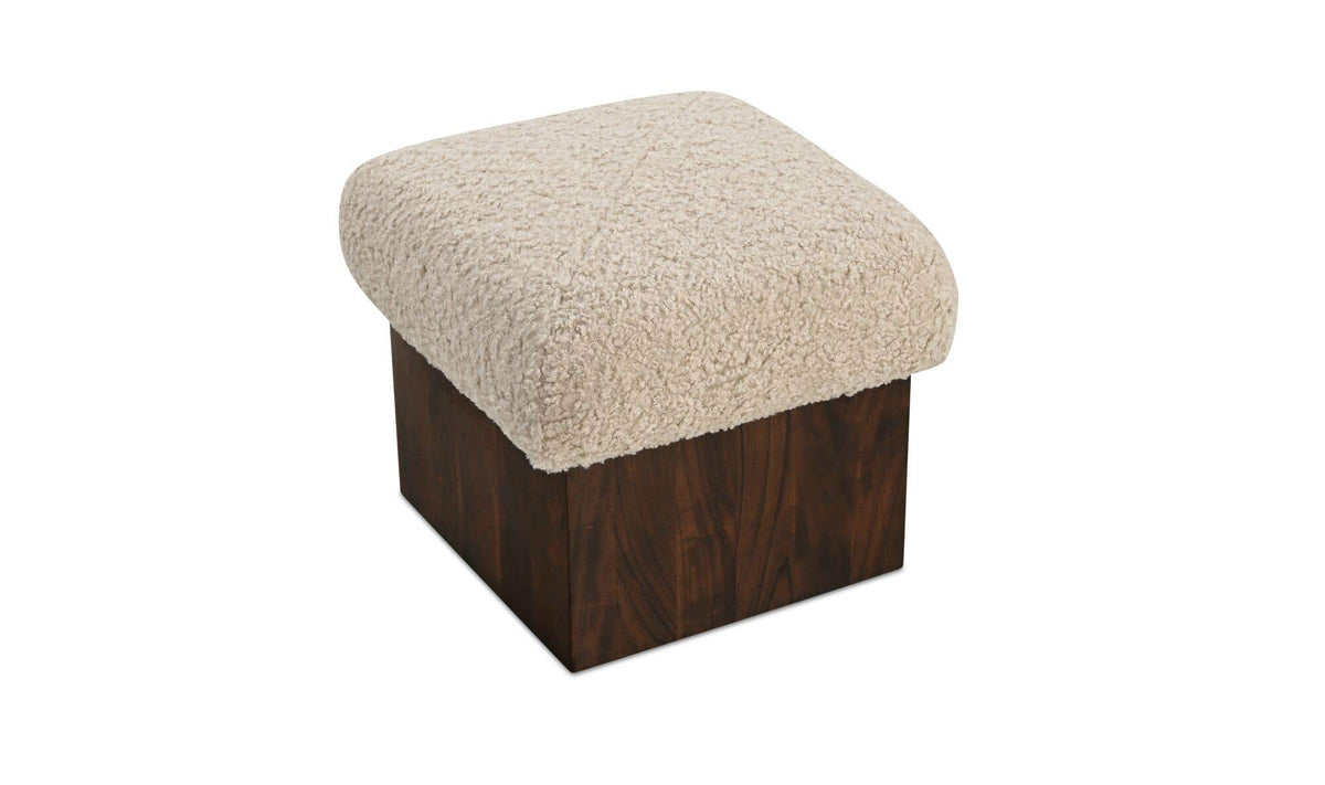 18" Cream Faux Shearling Ottoman