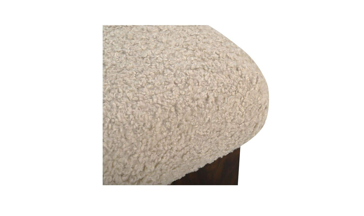 18" Cream Faux Shearling Ottoman