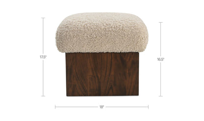 18" Cream Faux Shearling Ottoman