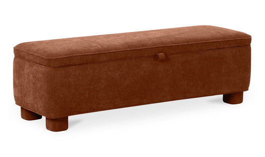59" Deep Orange Upholstered Bench