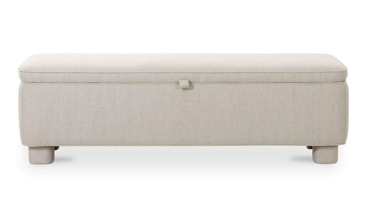 59" Light Grey Upholstered Storage Bench