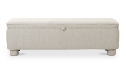 59" Light Grey Upholstered Storage Bench