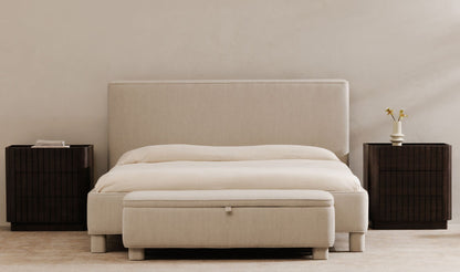59" Light Grey Upholstered Storage Bench