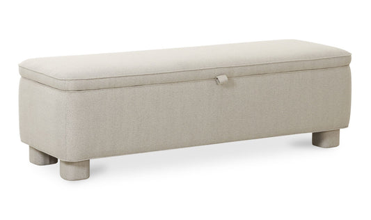 59" Light Grey Upholstered Storage Bench