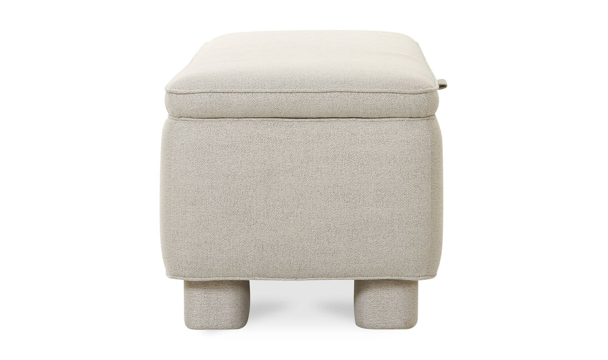 59" Light Grey Upholstered Storage Bench