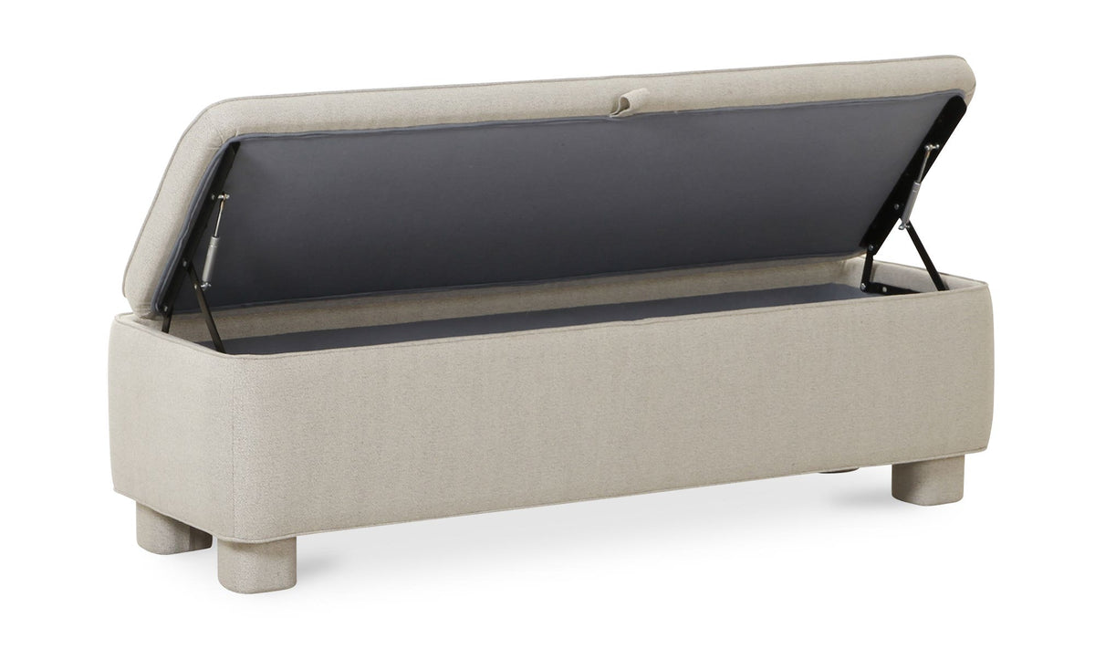 59" Light Grey Upholstered Storage Bench