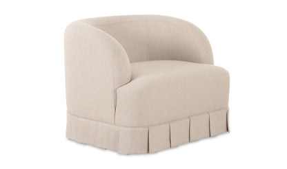 32" Beige Upholstered Swivel Accent Chair
