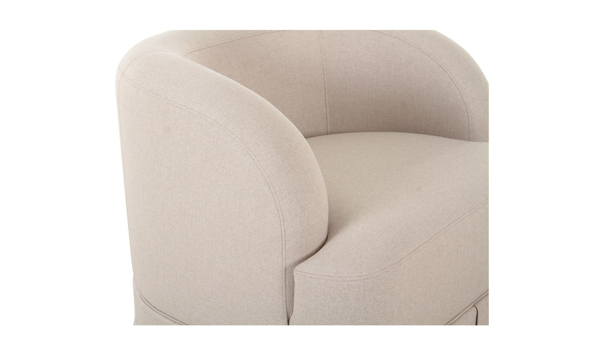 32" Beige Upholstered Swivel Accent Chair