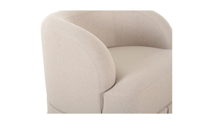 32" Beige Upholstered Swivel Accent Chair