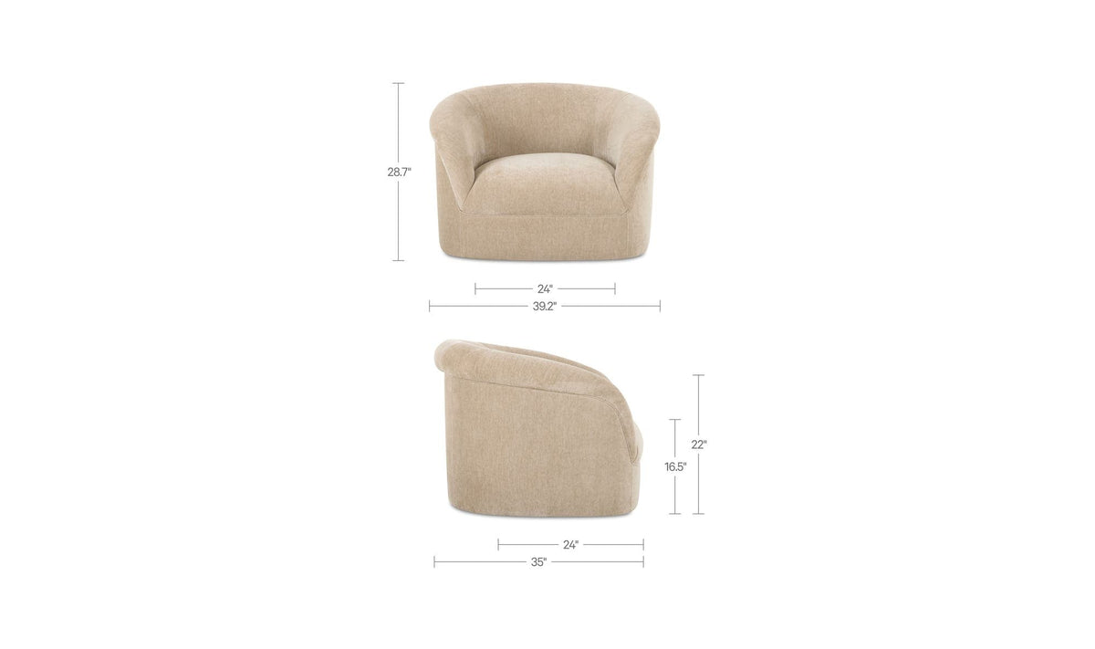 39.25" Beige Upholstered Lounge Chair