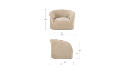 39.25" Beige Upholstered Lounge Chair