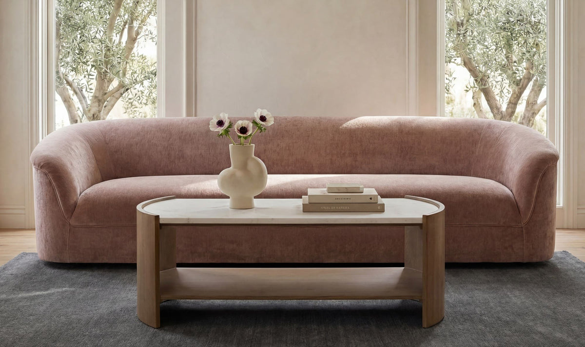109" Blush Upholstered Sofa