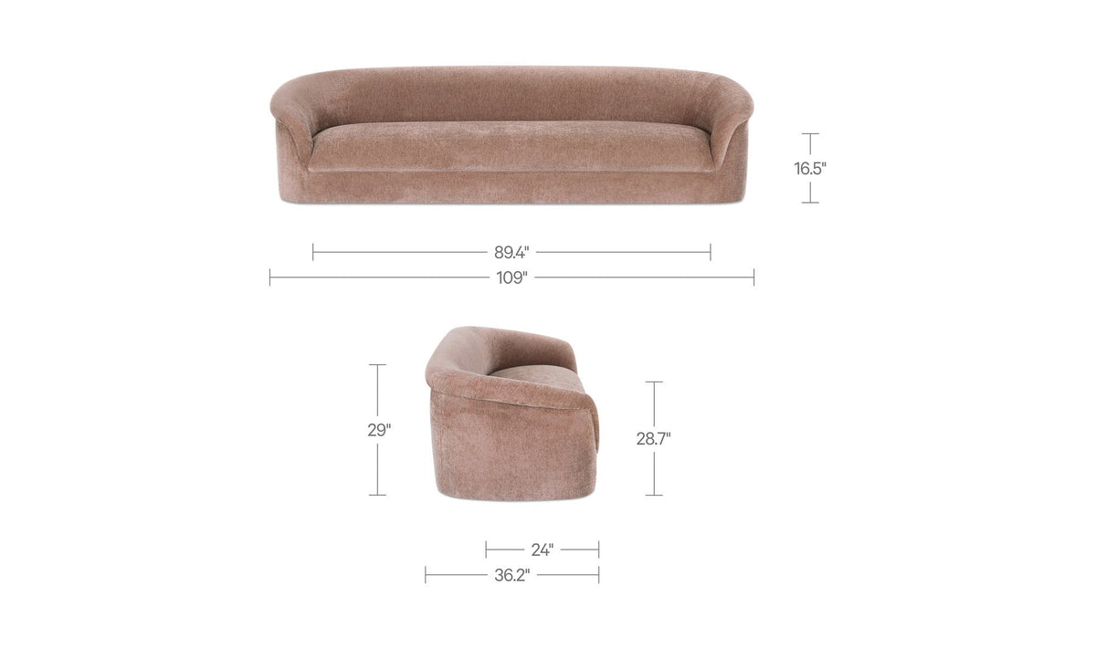 109" Blush Upholstered Sofa