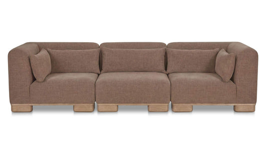 115" Dark Brown Upholstered Modular Sofa
