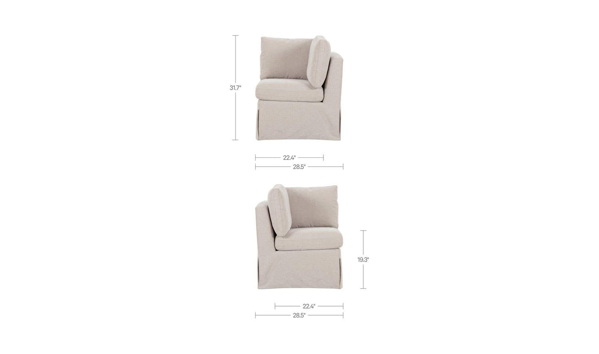 28.5" Beige Upholstered Corner Chair