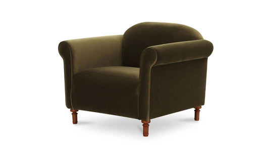 38" Dark Green Faux Mohair Upholstered Accent Chair
