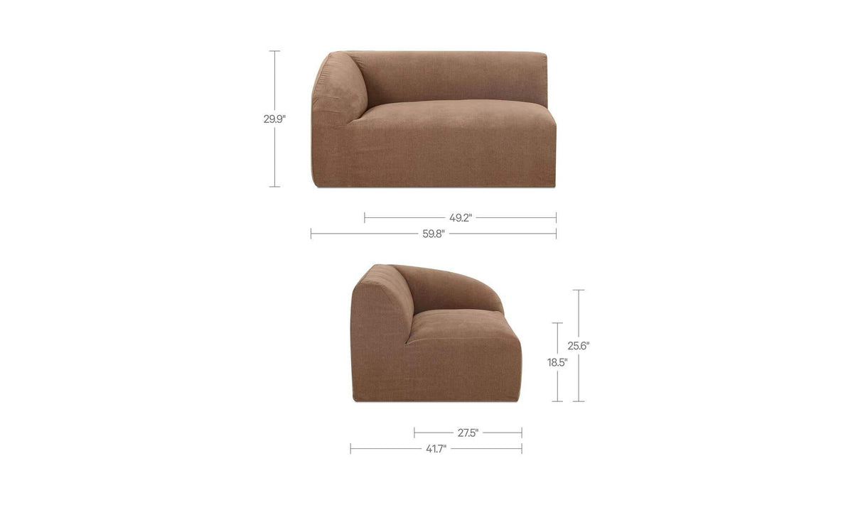 59.8" Mocha Upholstered Left Facing Left Arm Facing Chair