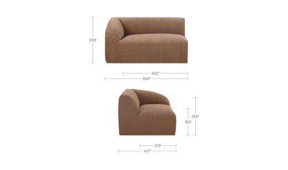 59.8" Mocha Upholstered Left Facing Left Arm Facing Chair