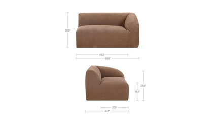 59.8" Mocha Upholstered Right Facing Right Arm Facing Chair