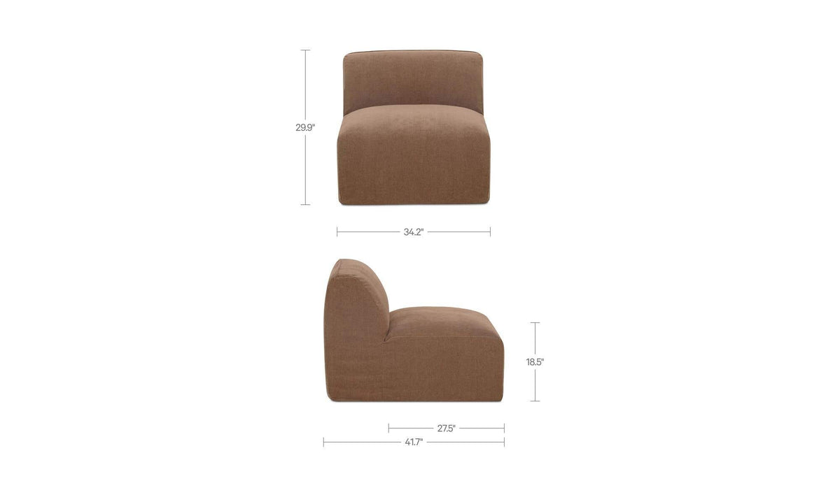 34.2" Mocha Upholstered Slipper Chair